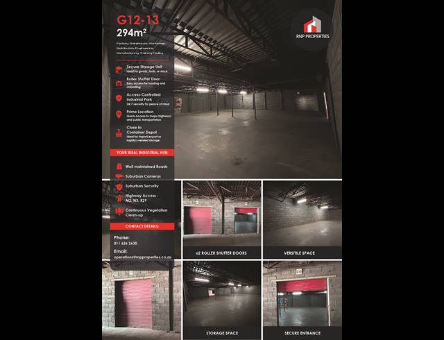 Industrial property to rent in HERIOTDALE